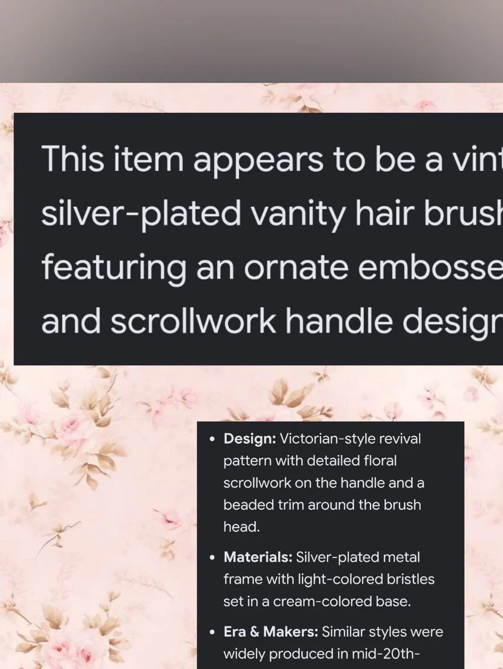 Silver-Plated Hair Brush Vintage